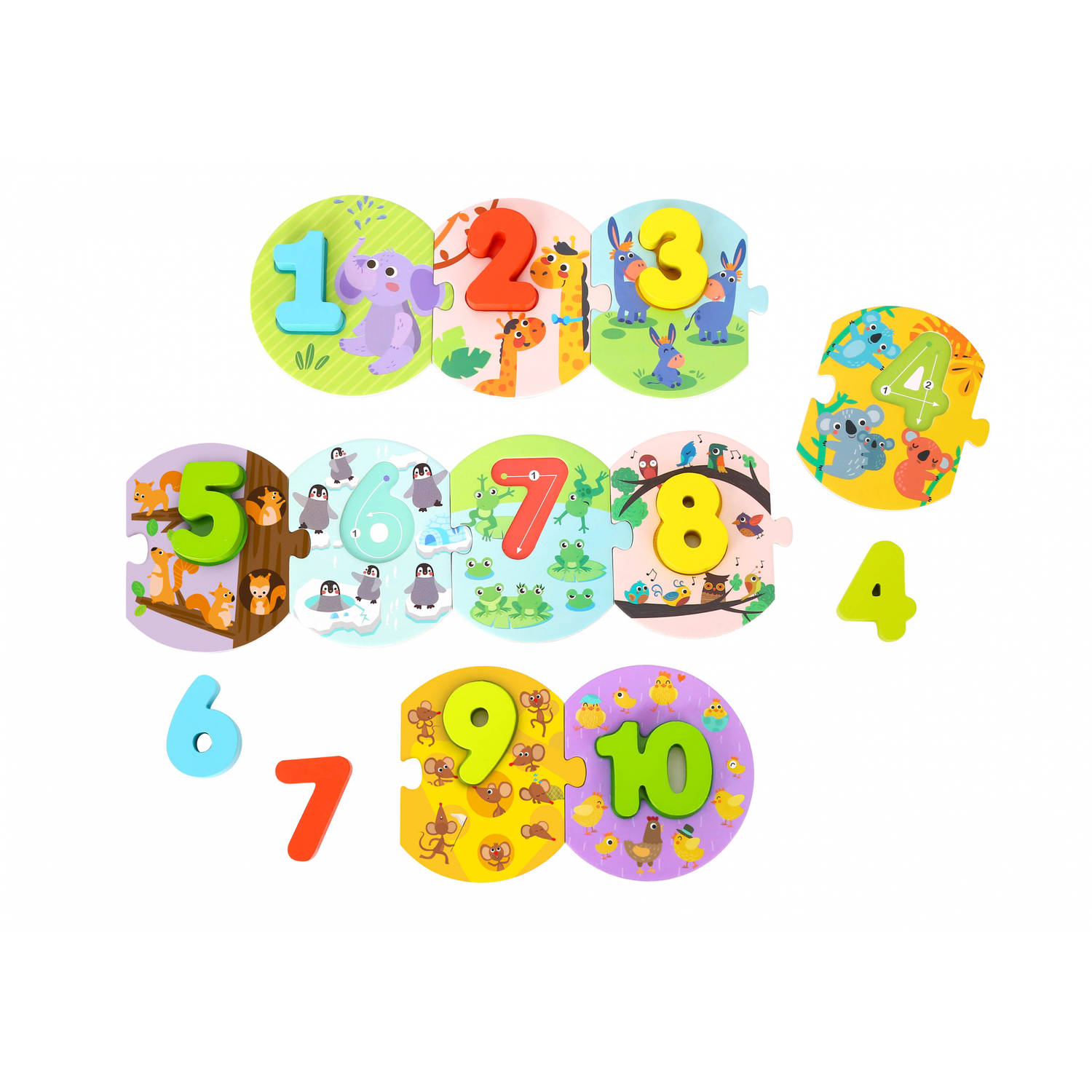 Tooky Toy Nummerpuzzel Junior 17,5 X 17,5 Cm Hout