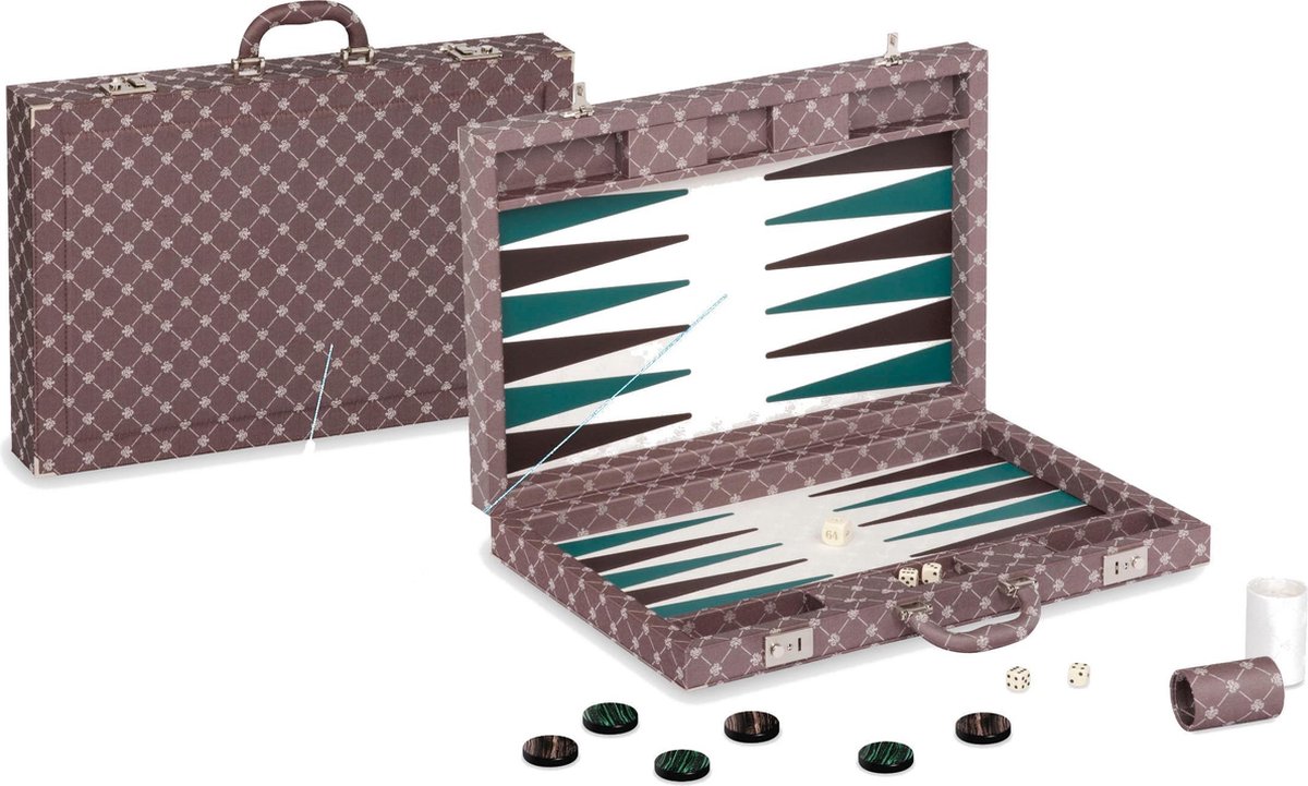 Dal Negro Backgammon Valigia 54,4 X 36 Cm Hout Bruin/groen