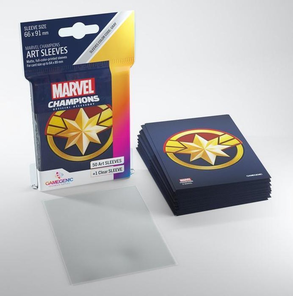 Gamegenic Marvel Champions Art Sleeves: Captain Marvel (66x91mm) - 50+1