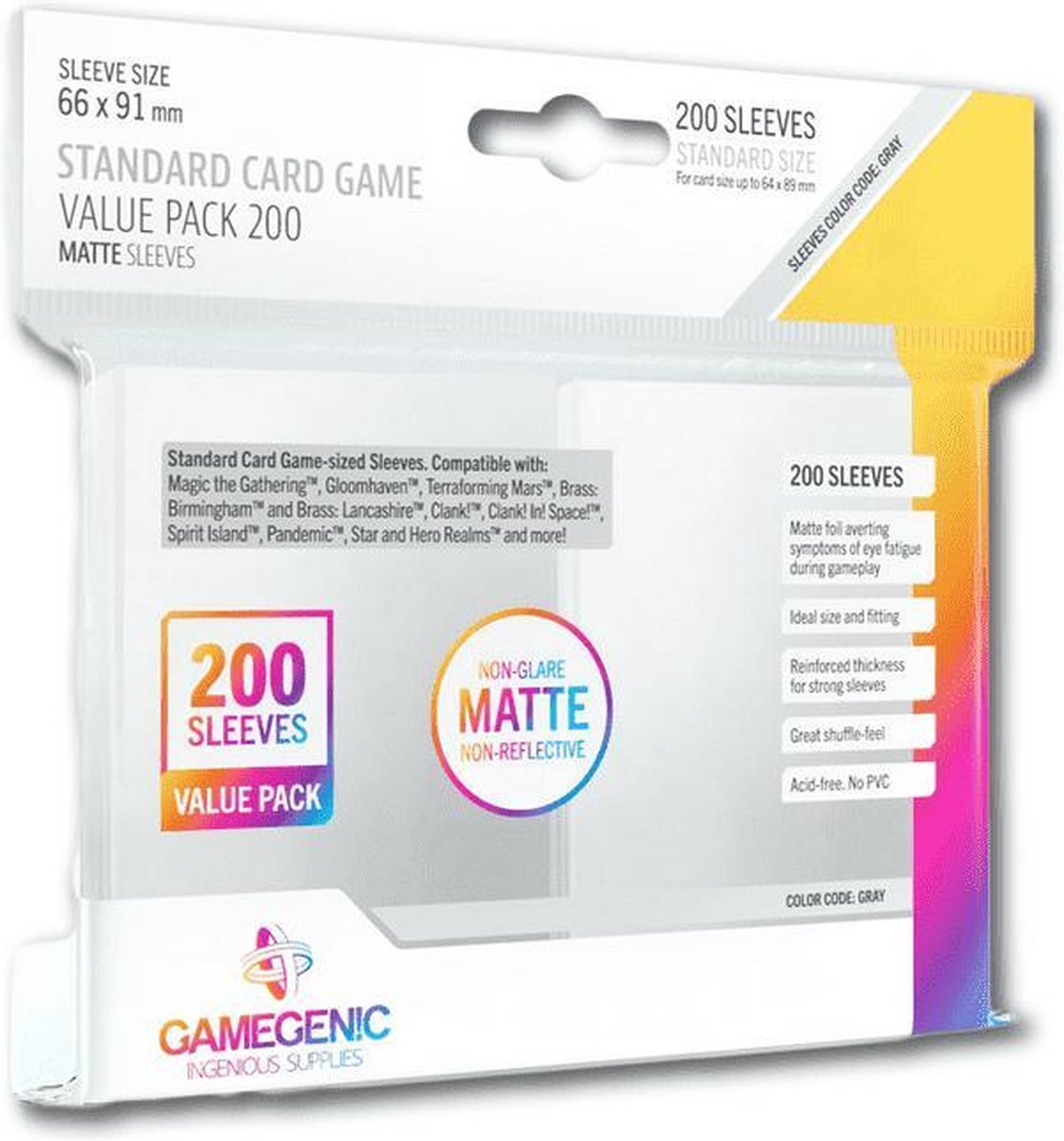 Gamegenic - Standard Matte Value Pack (200) - Grey