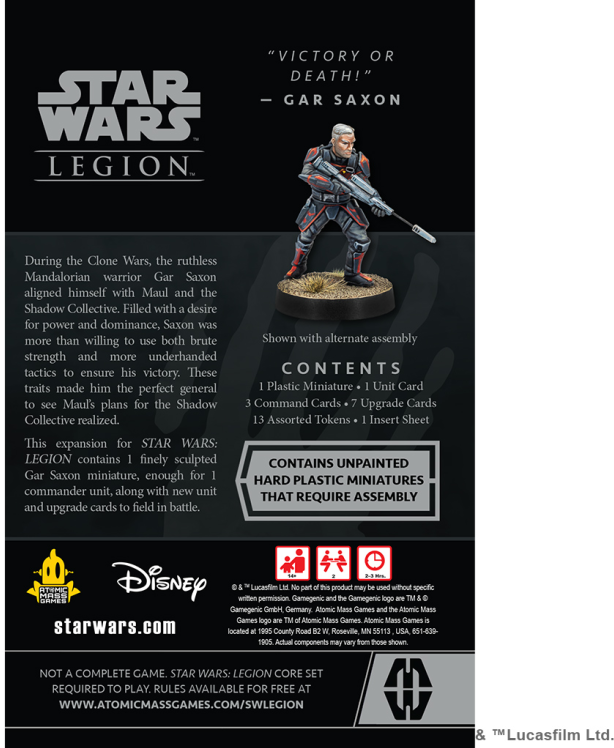 Star Wars Legion - Gar Saxon Commander Expansion