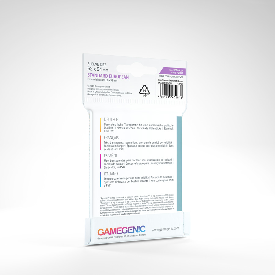 Gamegenic: Prime Board Game Sleeves - Purple