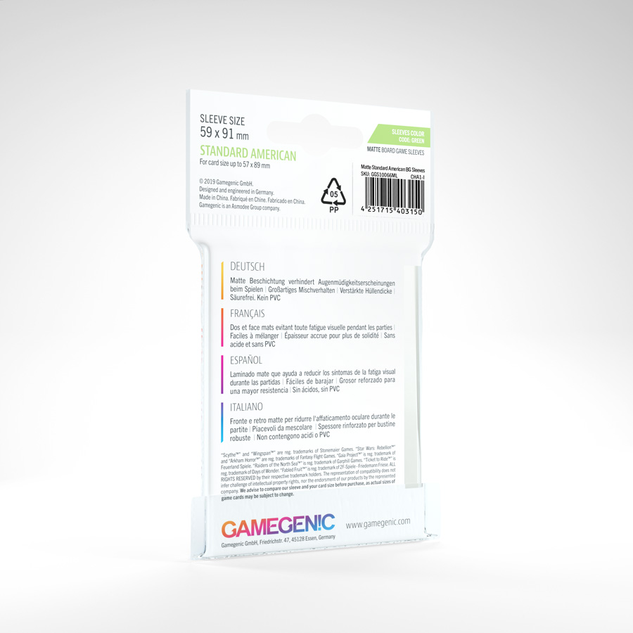 Gamegenic: Matte Board Game Sleeves - Green