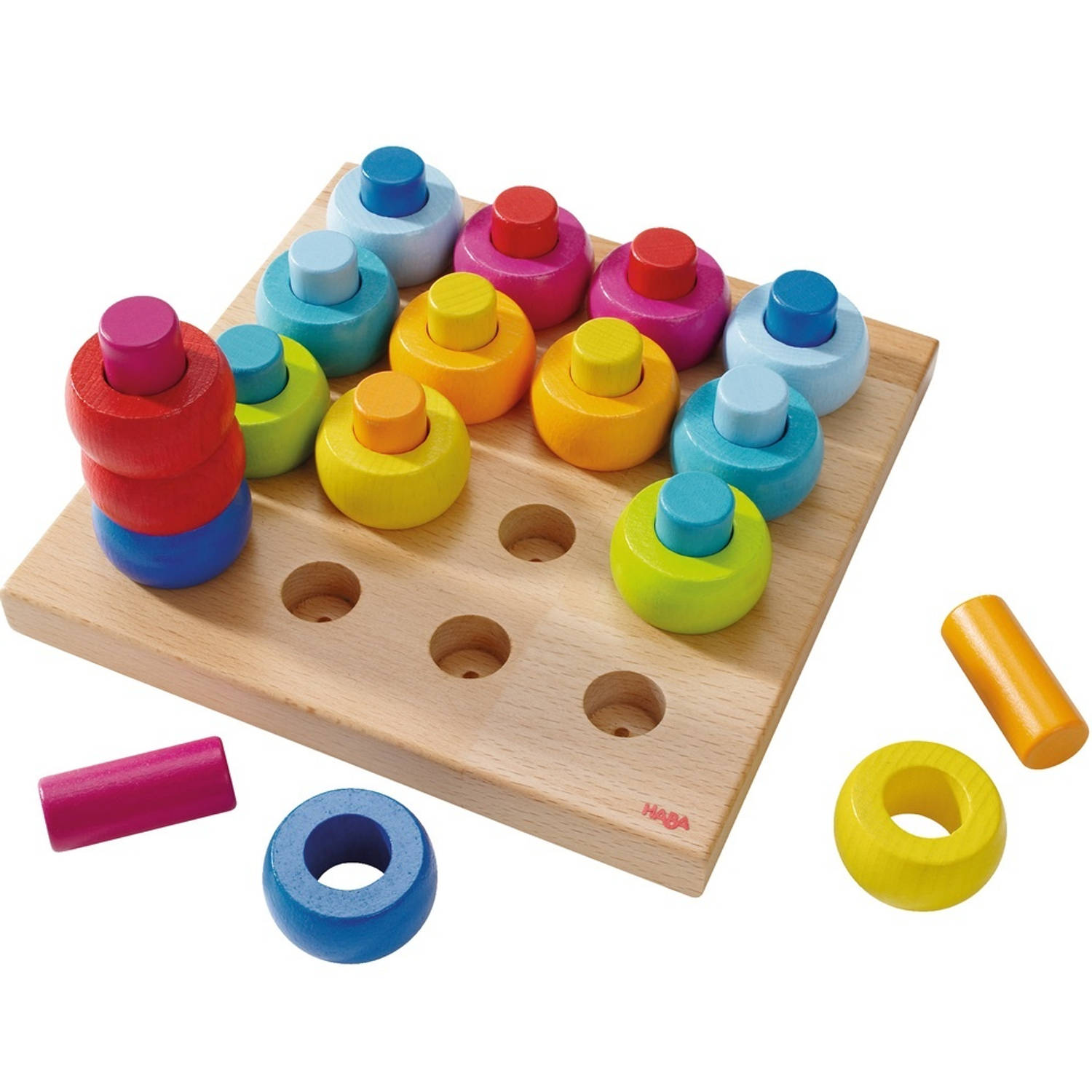 Haba Houten Steekspel Kleurenringen Junior 19 Cm