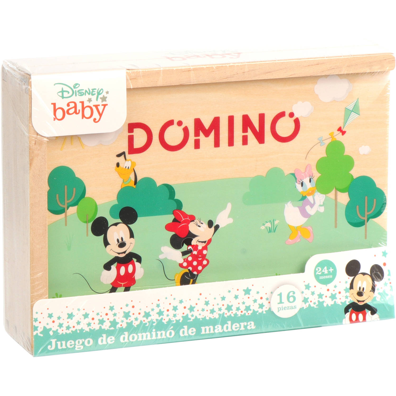 Disney Domino Mickey Mouse Junior Hout Naturel 16-delig