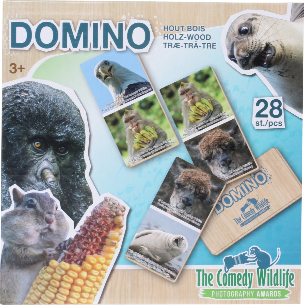 The Comedy Wildlife Houten Domino Dieren 28-delig