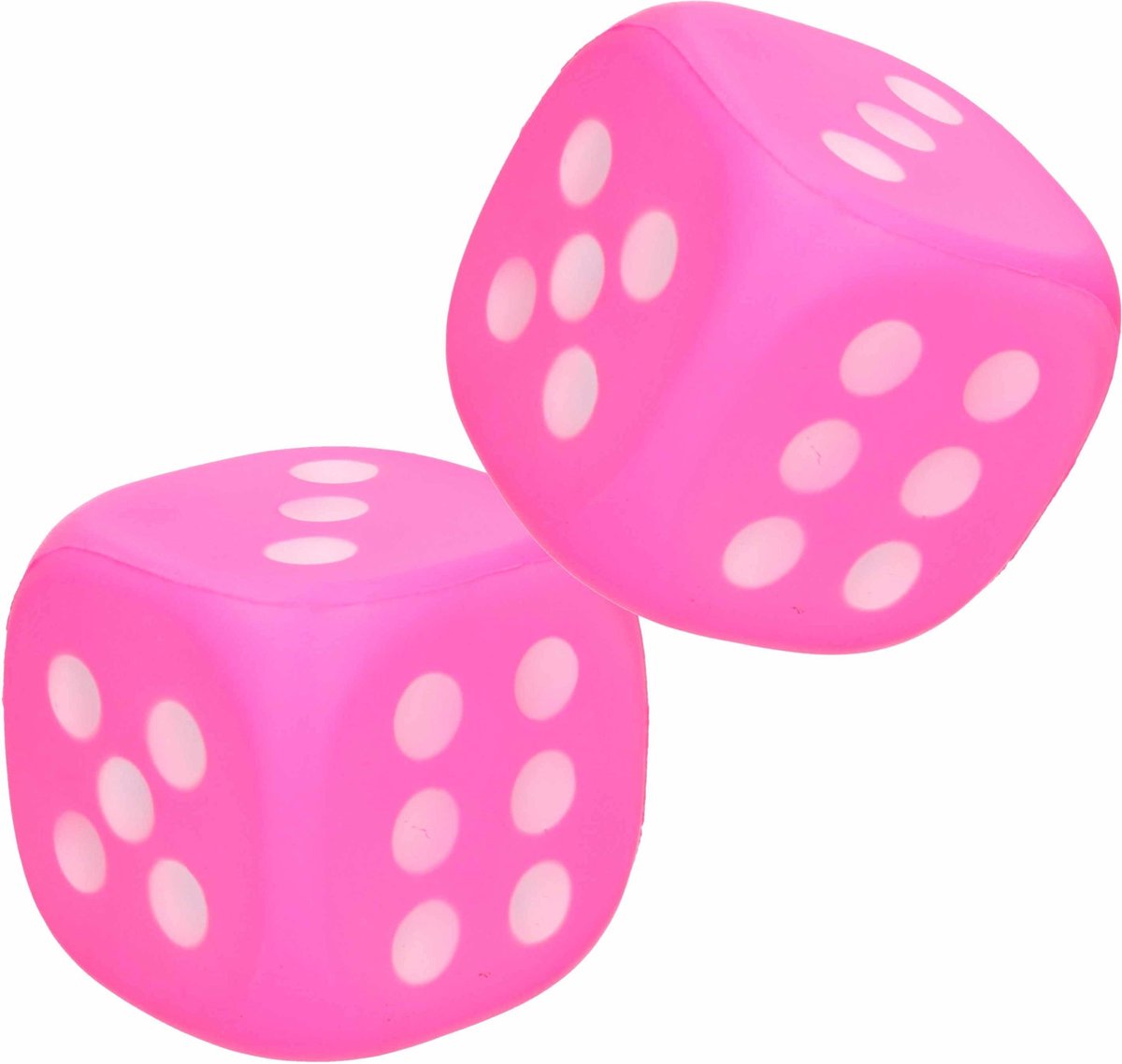 2x Grote Foam Dobbelsteen/dobbelstenen Roze 12 Cm - Dobbelspellen - Spelletjes Met Dobbelstenen