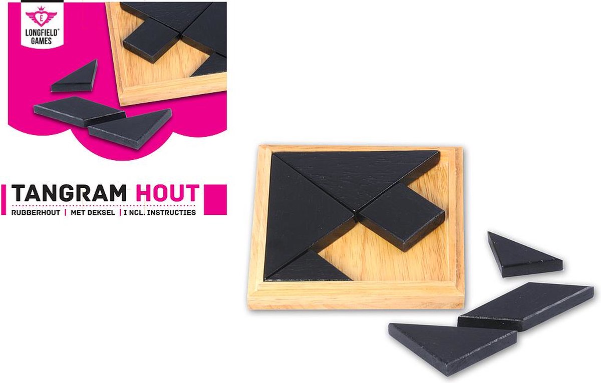 Longfield Games Breinbreker Tangram 13 Cm Hout Zwart/bruin 8-delig