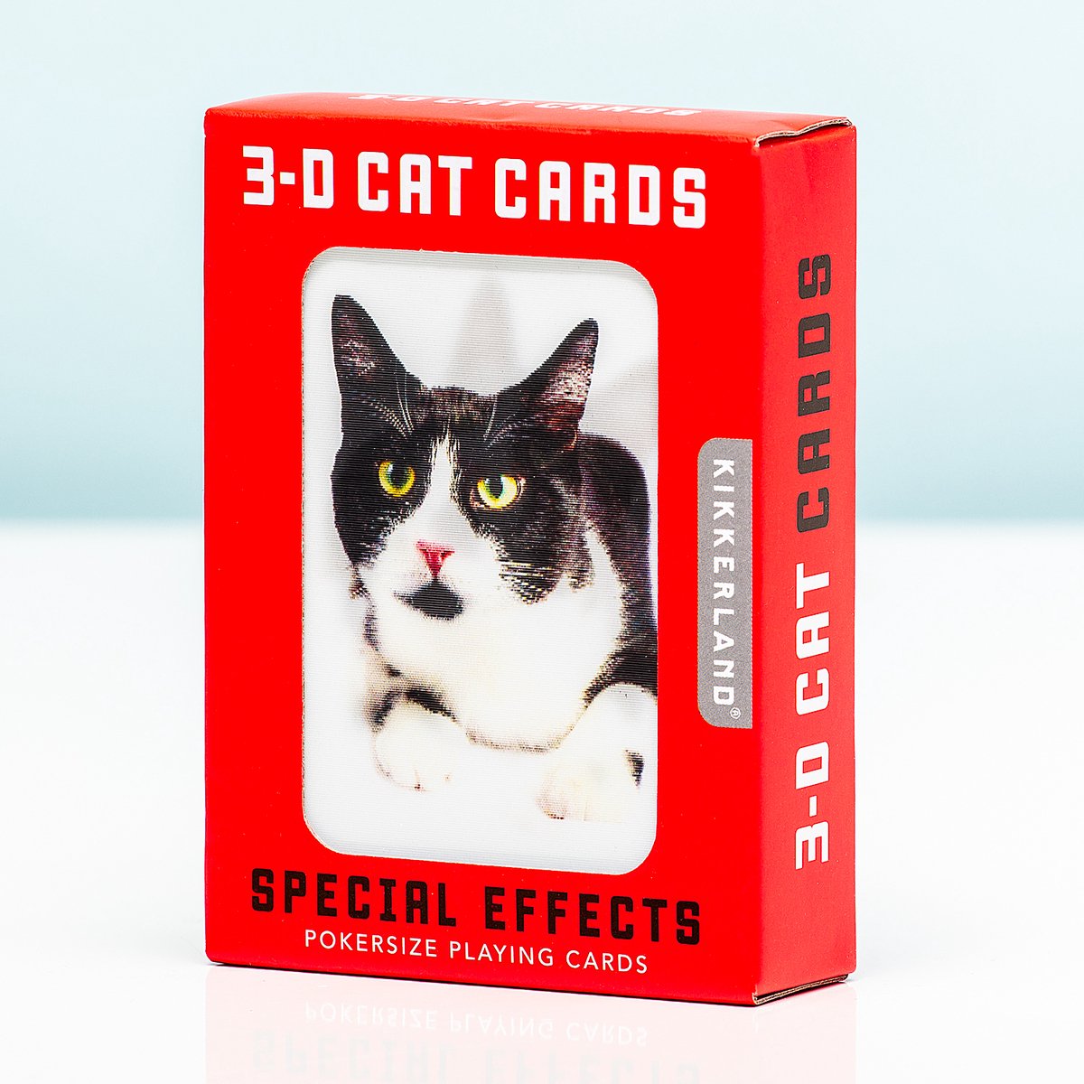 Kikkerland Speelkaarten 3d Cats 9 X 6 Cm Karton Rood 54-delig