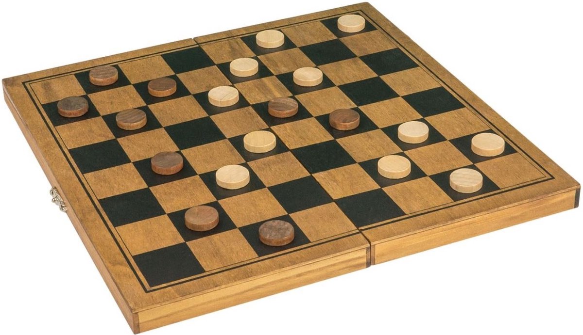 Professor Puzzle Damspel Draughts 29 X 29 Cm Hout Bruin