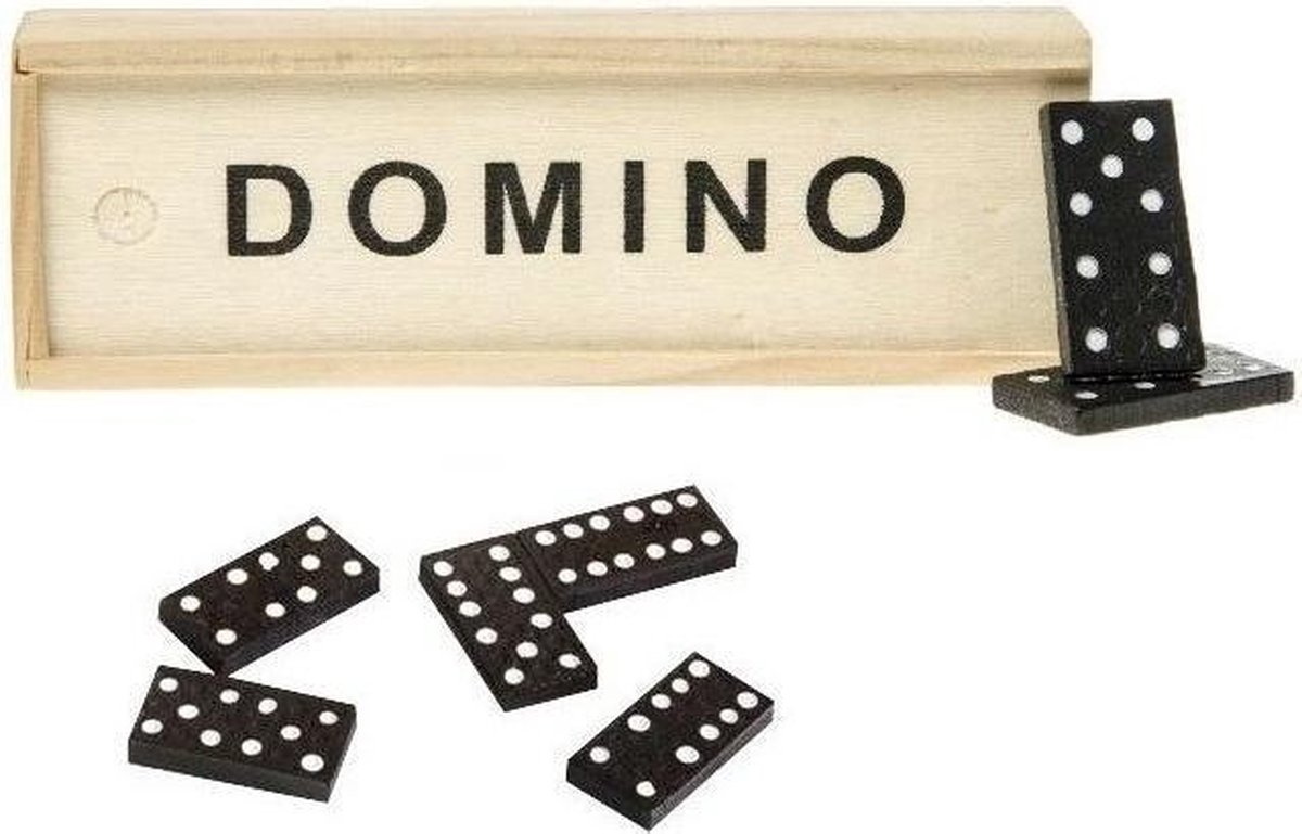 Domino Spel In Houten Kistje 28 Steentjes - Actiespellen