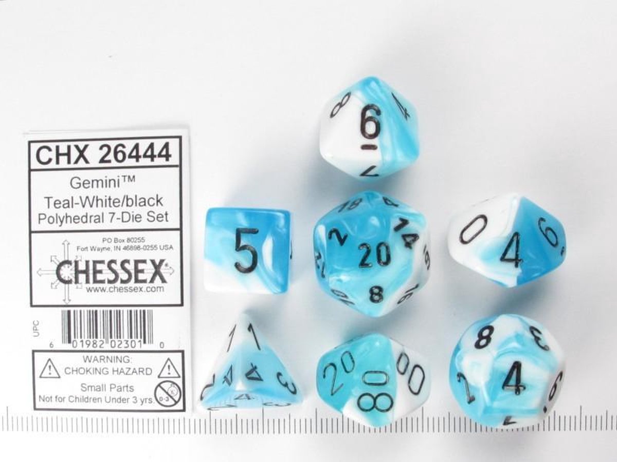 Gemini Teal-White/Black Polydice (7)