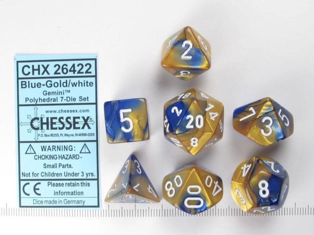 Gemini Blue-Gold/White Polydice (7)