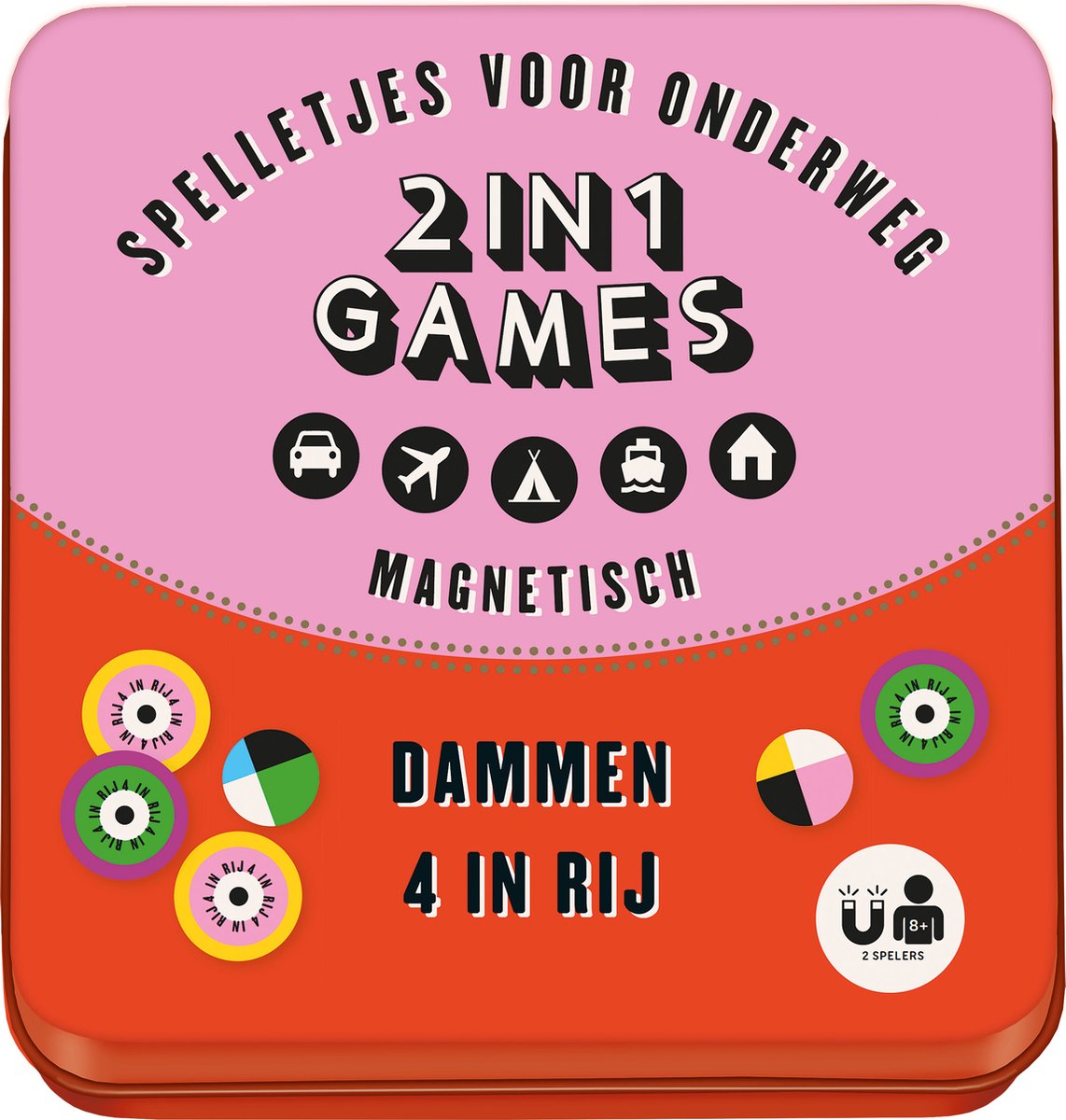 Magneet spelletjes voor onderweg 2 in 1 - Dammen en 4 op een rij