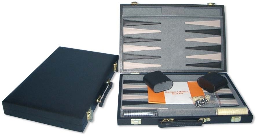 Backgammon Koffer Zwart effen (38 cm)