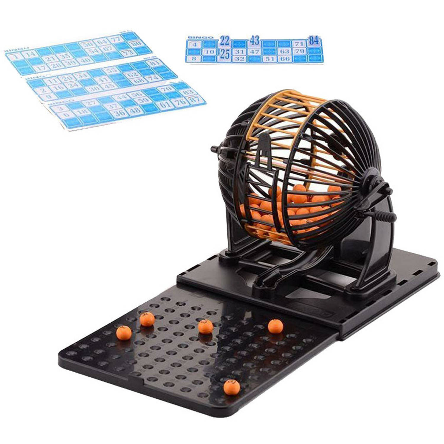 Bingo Spel Zwart/oranje Complete Set Nummers 1-90 Met Molen En Bingokaarten - Kansspelen